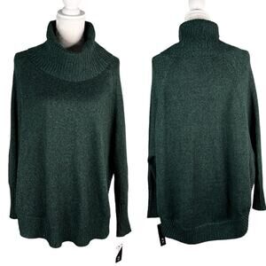 AGB Sweater Pine Green Cowl Neck Dolman Sleeves M Oversized New